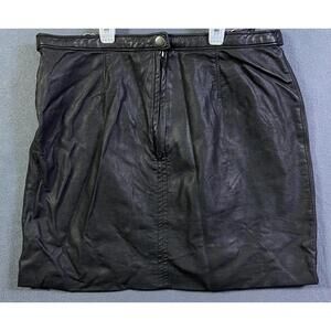 Free People Anthropologie Rumi Ruched Mini Skirt Black Faux Suede Leather Size 6